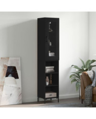 Buffet haut Noir 34,5x34x180 cm Bois d'ingénierie | Mobilier & Déco