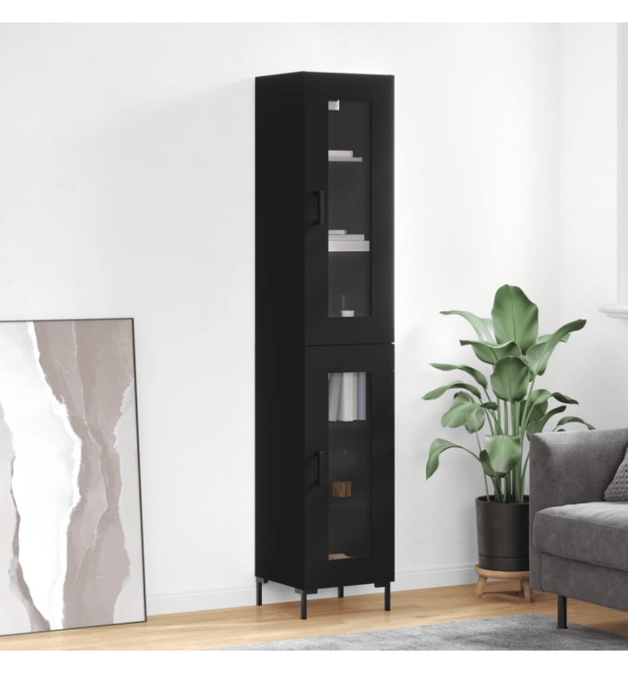 Buffet haut Noir 34,5x34x180 cm Bois d'ingénierie | Mobilier & Déco