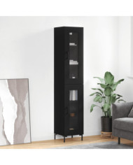 Buffet haut Noir 34,5x34x180 cm Bois d'ingénierie | Mobilier & Déco