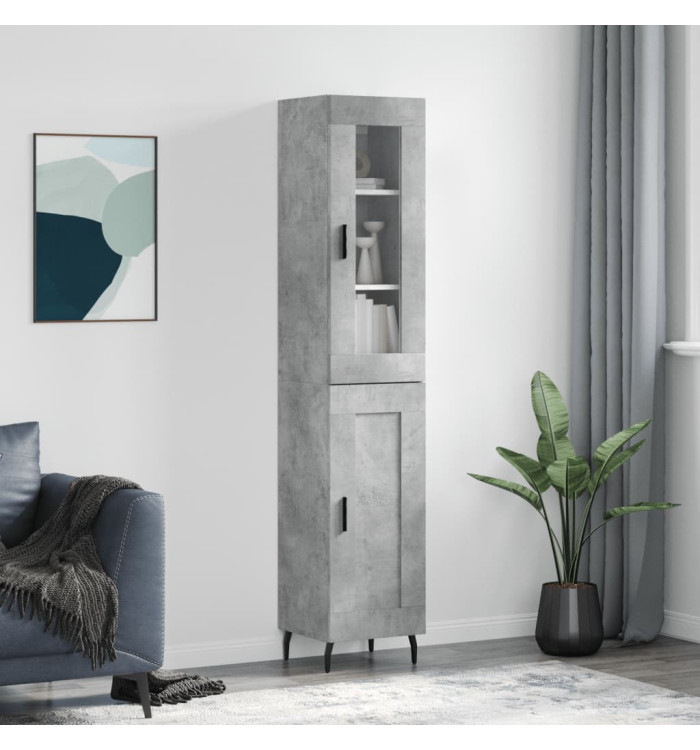 Buffet haut Gris béton 34,5x34x180 cm Bois d'ingénierie | Mobilier & Déco