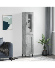 Buffet haut Gris béton 34,5x34x180 cm Bois d'ingénierie | Mobilier & Déco