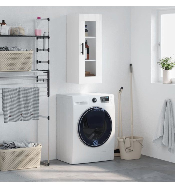 Armoire murale blanc brillant 34,5x34x90 cm | Mobilier & Déco