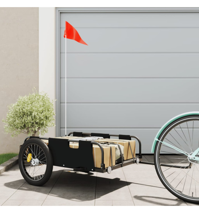 Remorque de vélo noir tissu oxford et fer | Mobilier & Déco