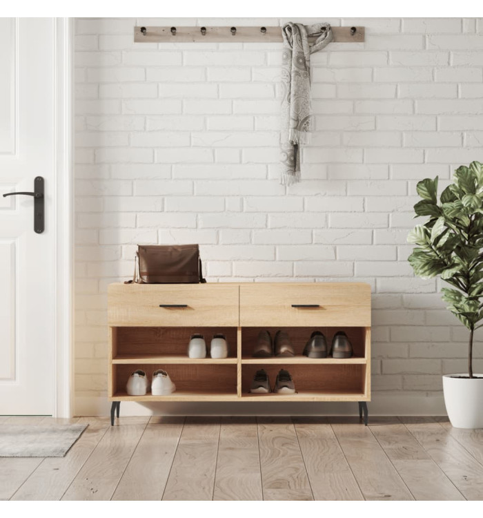 Banc à chaussures chêne sonoma 102x35x55 cm bois d'ingénierie | Mobilier & Déco