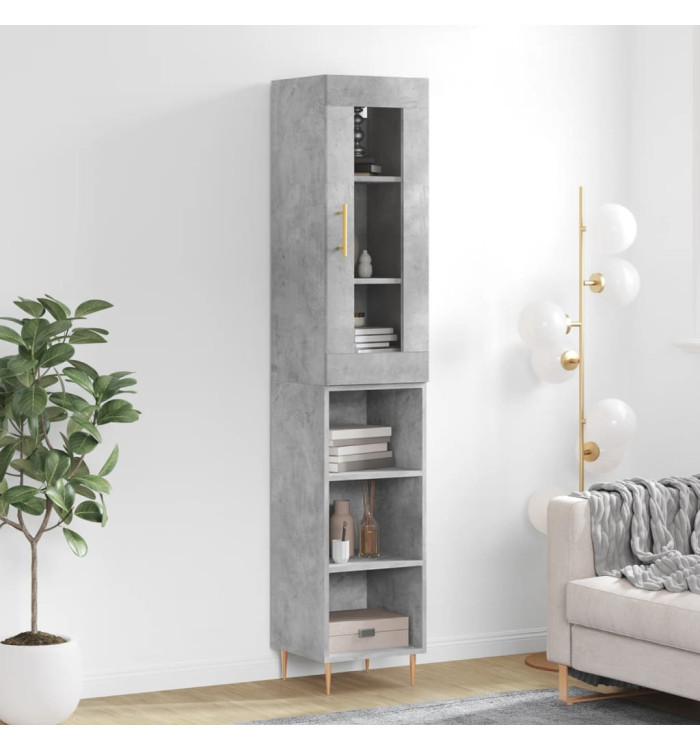 Buffet haut Gris béton 34,5x34x180 cm Bois d'ingénierie | Mobilier & Déco