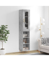 Buffet haut Gris béton 34,5x34x180 cm Bois d'ingénierie | Mobilier & Déco