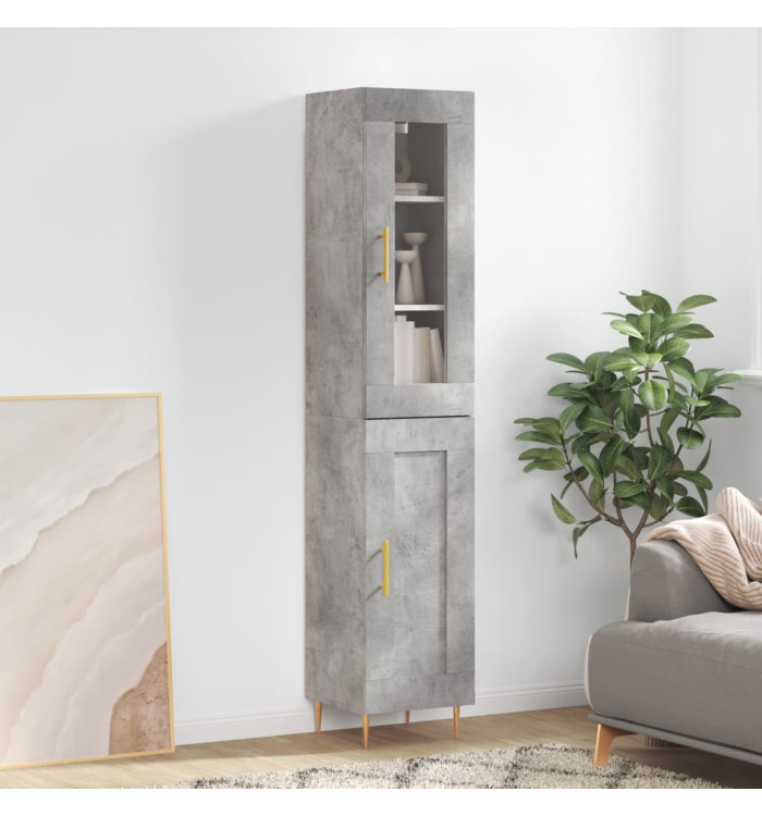 Buffet haut Gris béton 34,5x34x180 cm Bois d'ingénierie | Mobilier & Déco