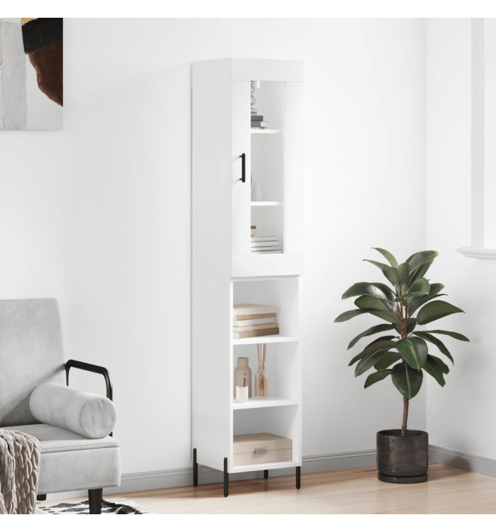 Buffet haut Blanc 34,5x34x180 cm Bois d'ingénierie | Mobilier & Déco
