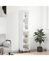 Buffet haut Blanc 34,5x34x180 cm Bois d'ingénierie | Mobilier & Déco