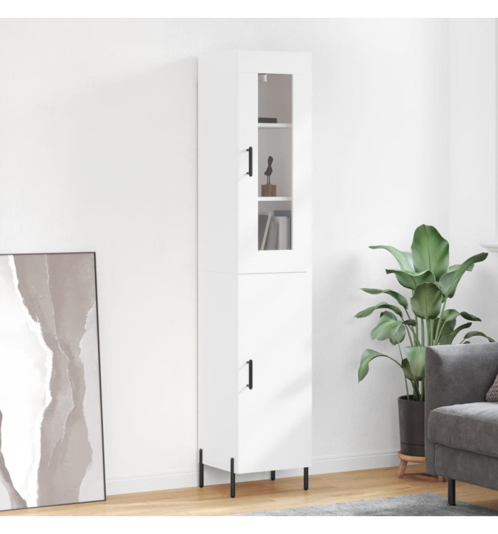 Buffet haut Blanc 34,5x34x180 cm Bois d'ingénierie | Mobilier & Déco
