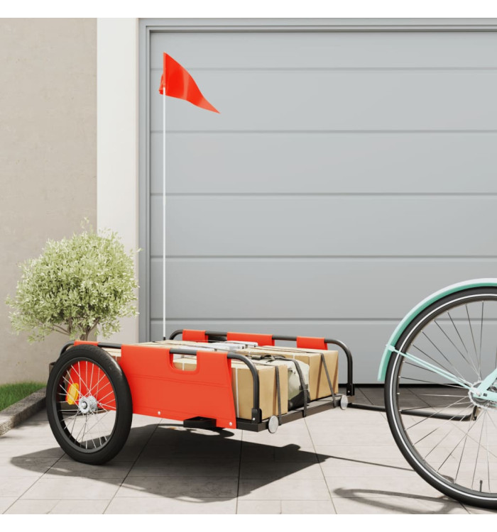 Remorque de vélo orange tissu oxford et fer | Mobilier & Déco