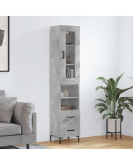 Buffet haut Gris béton 34,5x34x180 cm Bois d'ingénierie | Mobilier & Déco