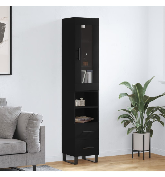 Buffet haut Noir 34,5x34x180 cm Bois d'ingénierie | Mobilier & Déco