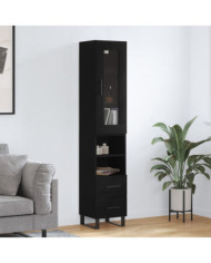 Buffet haut Noir 34,5x34x180 cm Bois d'ingénierie | Mobilier & Déco