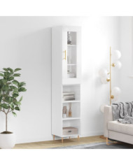 Buffet haut Blanc brillant 34,5x34x180 cm Bois d'ingénierie | Mobilier & Déco