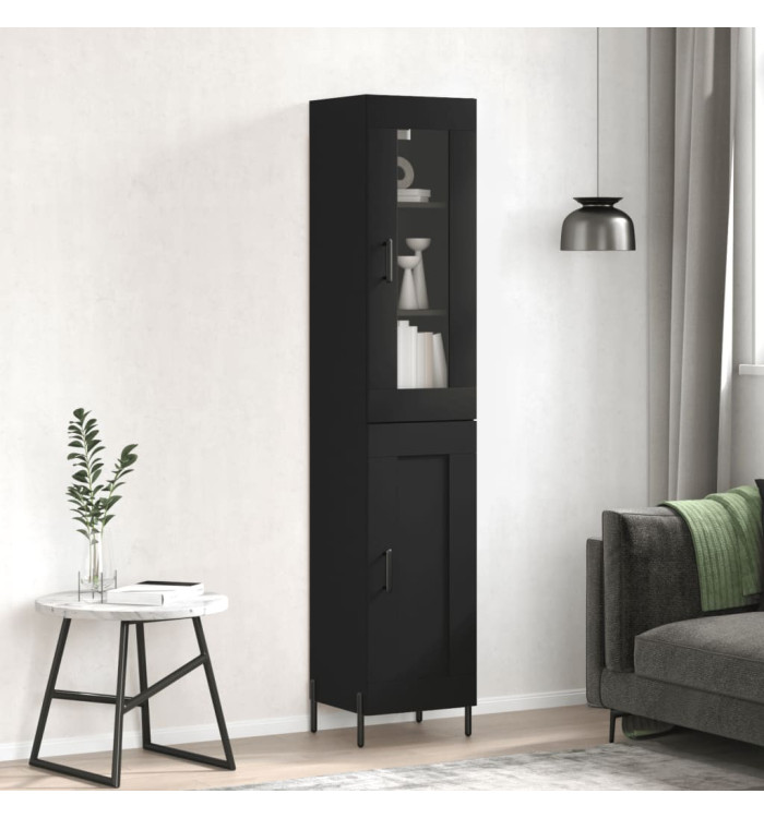 Buffet haut Noir 34,5x34x180 cm Bois d'ingénierie | Mobilier & Déco