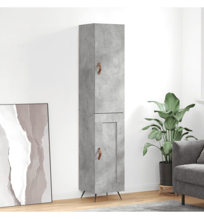 Buffet haut Gris béton 34,5x34x180 cm Bois d'ingénierie | Mobilier & Déco