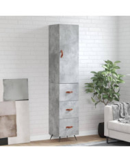 Buffet haut Gris béton 34,5x34x180 cm Bois d'ingénierie | Mobilier & Déco