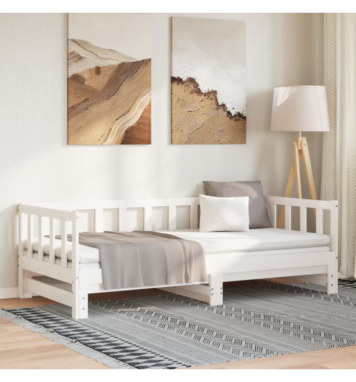 Lit coulissant sans matelas blanc 2x(90x200) cm | Mobilier & Déco