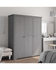 Garde-robe BODO gris 146x53,5x173 cm bois massif de pin | Mobilier & Déco