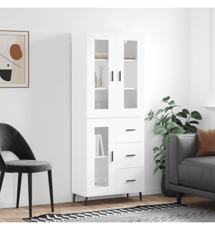 Buffet haut Blanc 69,5x34x180 cm Bois d'ingénierie | Mobilier & Déco