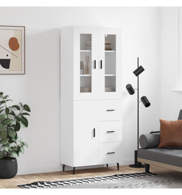 Buffet haut Blanc 69,5x34x180 cm Bois d'ingénierie | Mobilier & Déco