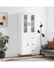 Buffet haut Blanc 69,5x34x180 cm Bois d'ingénierie | Mobilier & Déco