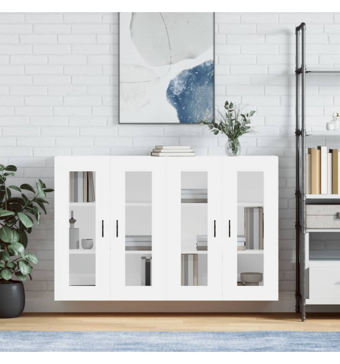 Armoires murales 2 pcs blanc bois d'ingénierie | Mobilier & Déco