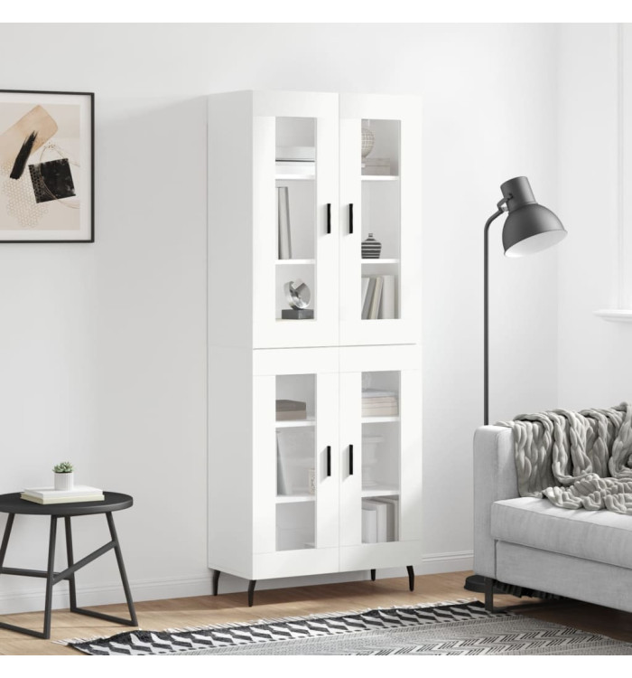 Buffet haut Blanc 69,5x34x180 cm Bois d'ingénierie | Mobilier & Déco