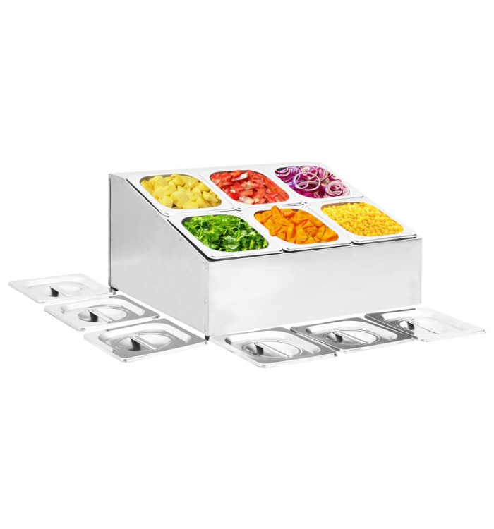Récipient Gastronorm avec 6 bacs GN 1/6 Acier inoxydable | Mobilier & Déco