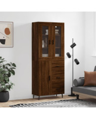 Buffet haut Chêne marron 69,5x34x180 cm Bois d'ingénierie | Mobilier & Déco