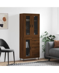 Buffet haut Chêne marron 69,5x34x180 cm Bois d'ingénierie | Mobilier & Déco