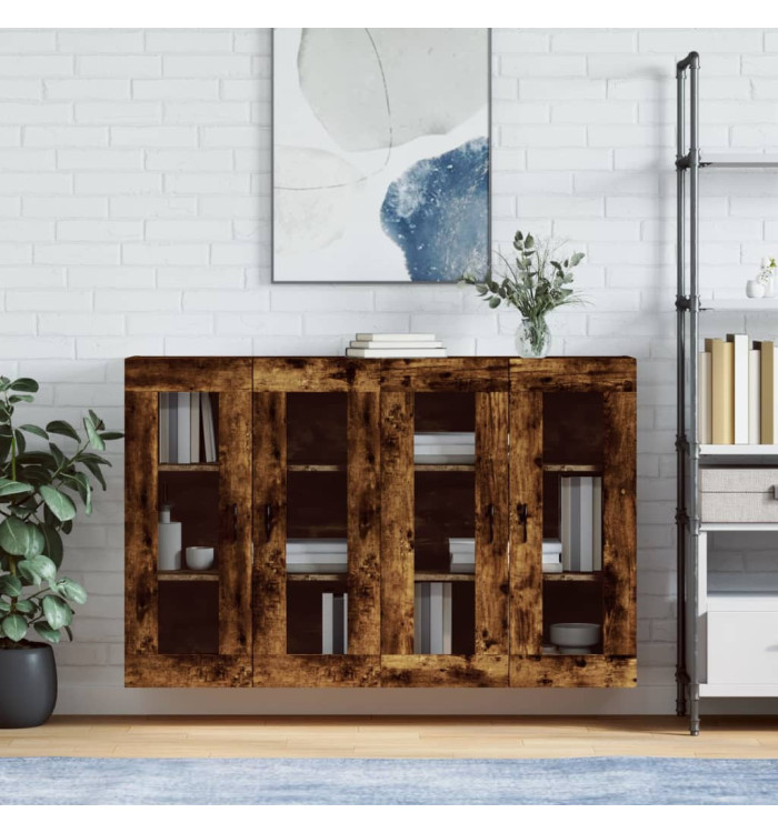 Armoires murales 2 pcs chêne fumé bois d'ingénierie | Mobilier & Déco