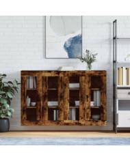 Armoires murales 2 pcs chêne fumé bois d'ingénierie | Mobilier & Déco
