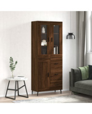 Buffet haut Chêne marron 69,5x34x180 cm Bois d'ingénierie | Mobilier & Déco