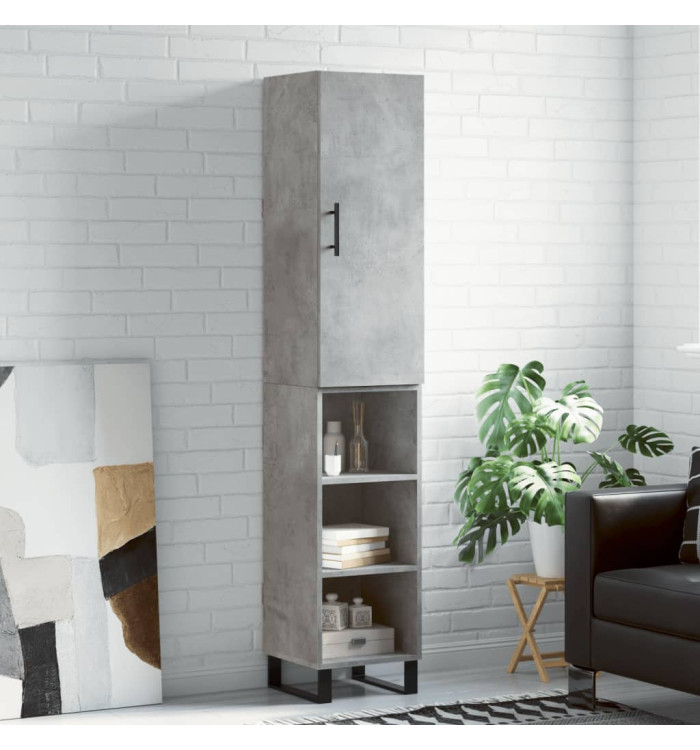 Buffet haut Gris béton 34,5x34x180 cm Bois d'ingénierie | Mobilier & Déco
