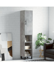 Buffet haut Gris béton 34,5x34x180 cm Bois d'ingénierie | Mobilier & Déco