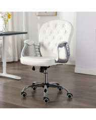 Chaise de bureau pivotante Blanc Similicuir | Mobilier & Déco