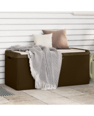 Boîte de rangement jardin coussin de siège marron 350 L PP | Mobilier & Déco