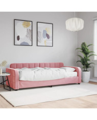 Lit de jour avec matelas rose 80x200 cm velours | Mobilier & Déco