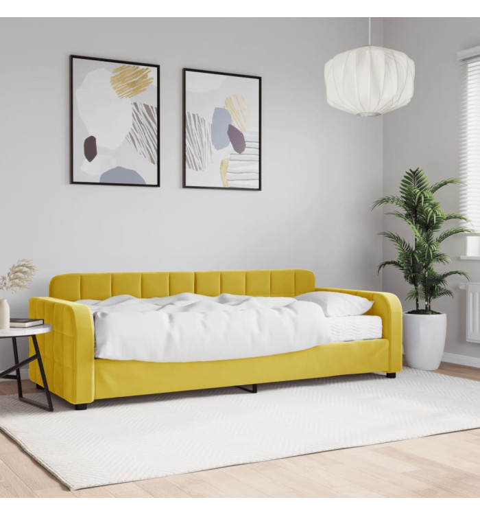 Lit de jour avec matelas jaune 80x200 cm velours | Mobilier & Déco