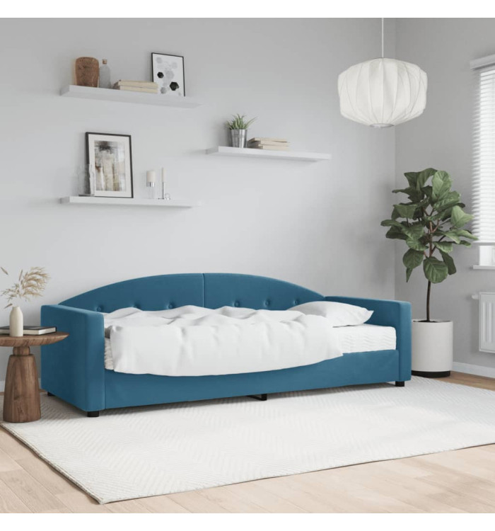 Lit de jour avec matelas bleu 80x200 cm velours | Mobilier & Déco