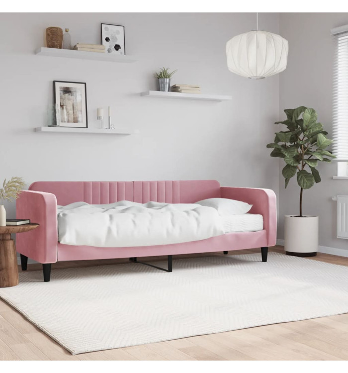 Lit de jour avec matelas rose 80x200 cm velours | Mobilier & Déco