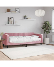 Lit de jour avec matelas rose 80x200 cm velours | Mobilier & Déco