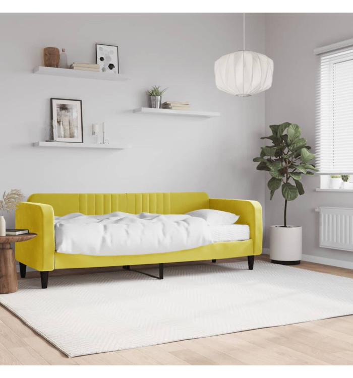 Lit de jour avec matelas jaune 80x200 cm velours | Mobilier & Déco