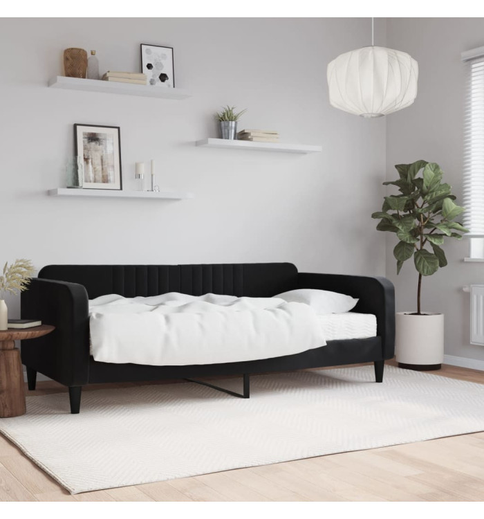 Lit de jour avec matelas noir 90x190 cm velours | Mobilier & Déco