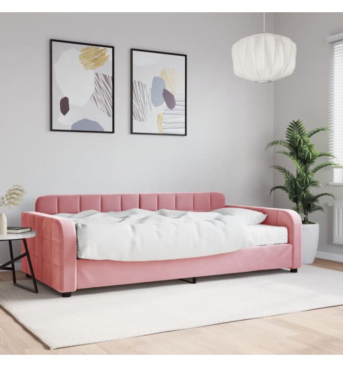 Lit de jour avec matelas rose 100x200 cm velours | Mobilier & Déco