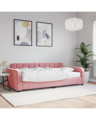 Lit de jour avec matelas rose 100x200 cm velours | Mobilier & Déco