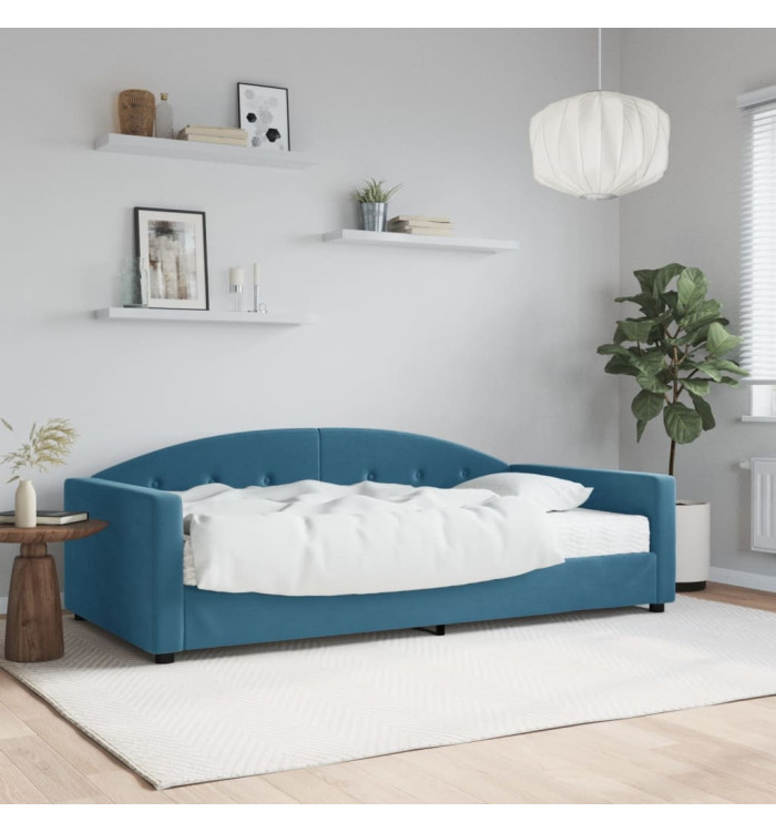 Lit de jour avec matelas bleu 100x200 cm velours | Mobilier & Déco