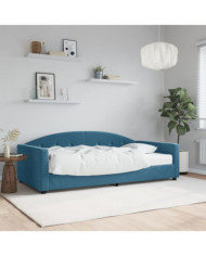 Lit de jour avec matelas bleu 100x200 cm velours | Mobilier & Déco